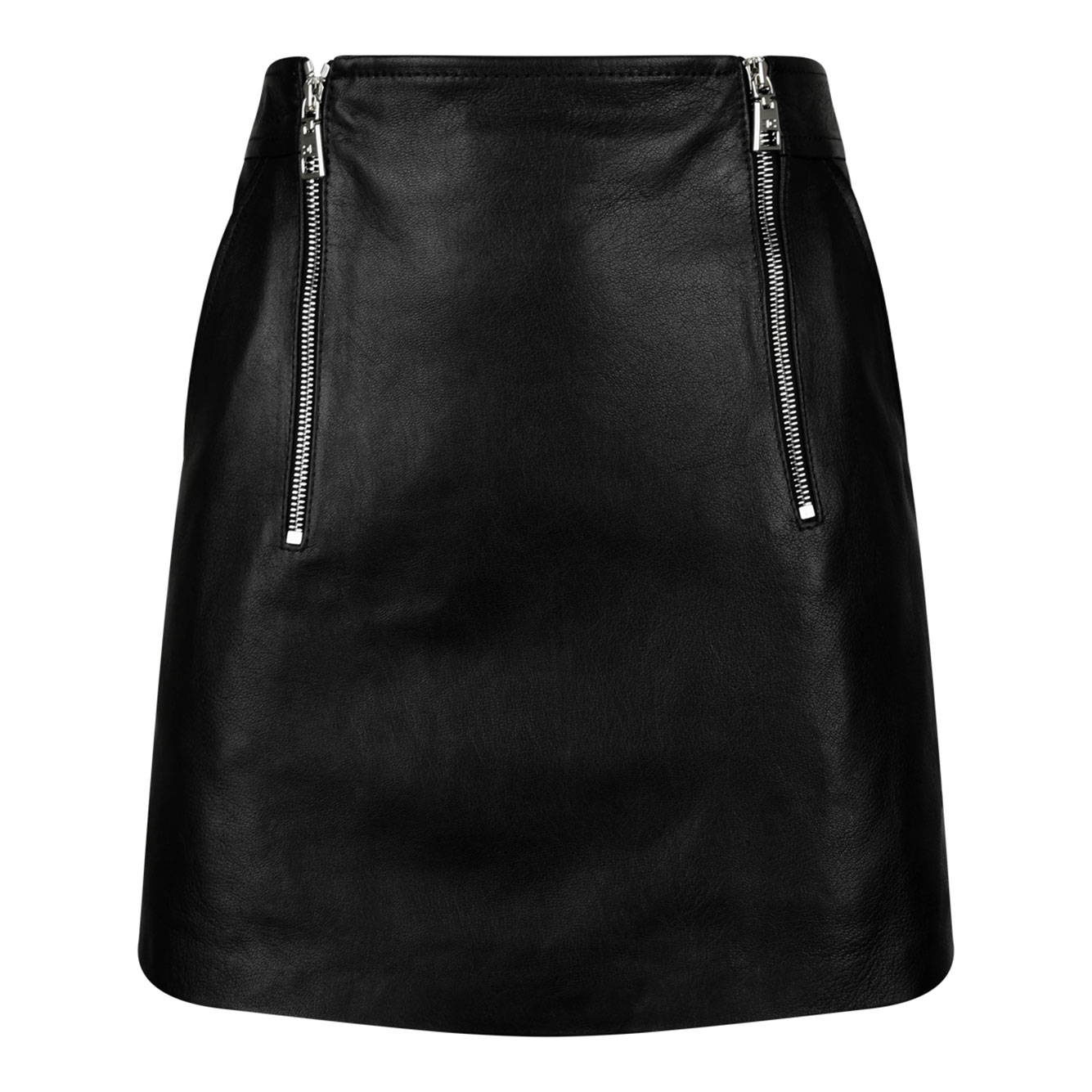 ELISABETTA FRANCHI 블랙 레더 미니 스커트